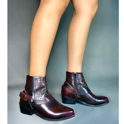 Jully Cherry Studded Western Boot