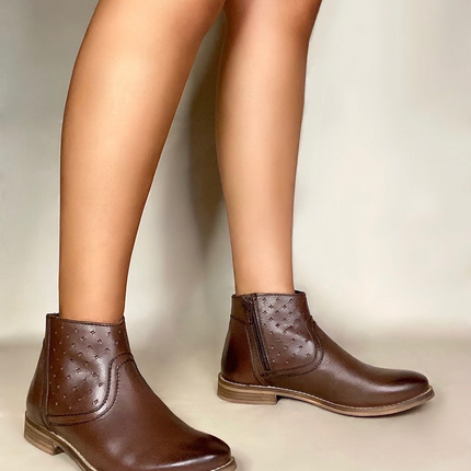 Gabriella Brown Perforated Bootie