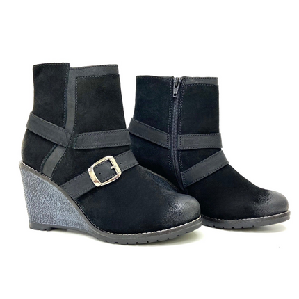Maria Black Suede Wedge Bootie