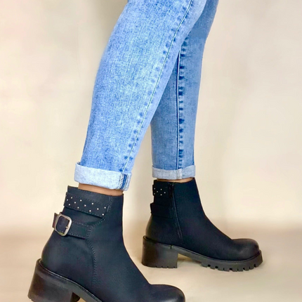 Tornado Black Studded Bootie