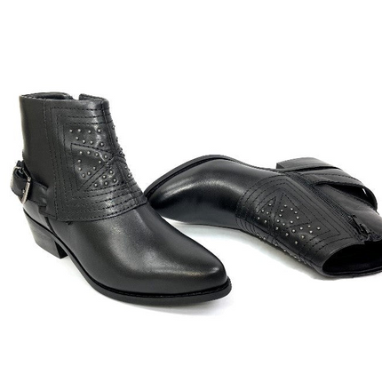 Jully Black Studded Western Boot