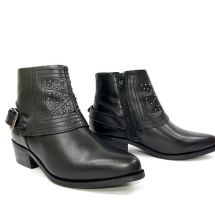 Jully Black Studded Western Boot