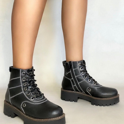 Anna Black Platform Combat Boot