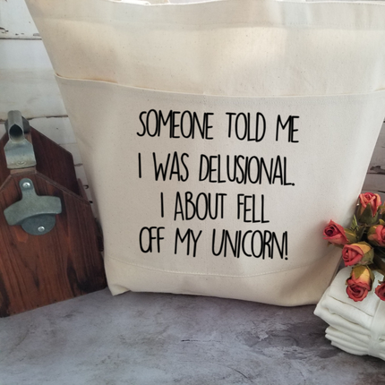 Sarcastic Heavy Cotton Canvas Tote | Large Funny Tote Bag with Pockets | Reusable Bag for Shopping, Beach, Books, or Overnight