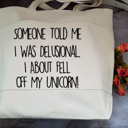 Sarcastic Heavy Cotton Canvas Tote | Large Funny Tote Bag with Pockets | Reusable Bag for Shopping, Beach, Books, or Overnight