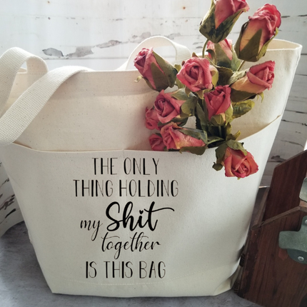 Sarcastic Heavy Cotton Canvas Tote | Large Funny Tote Bag with Pockets | Reusable Bag for Shopping, Beach, Books, or Overnight