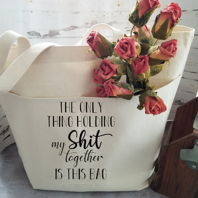 Sarcastic Heavy Cotton Canvas Tote | Large Funny Tote Bag with Pockets | Reusable Bag for Shopping, Beach, Books, or Overnight