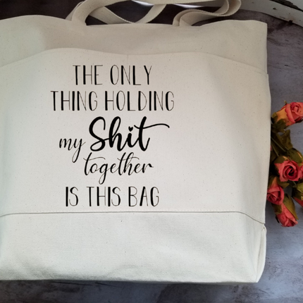 Sarcastic Heavy Cotton Canvas Tote | Large Funny Tote Bag with Pockets | Reusable Bag for Shopping, Beach, Books, or Overnight