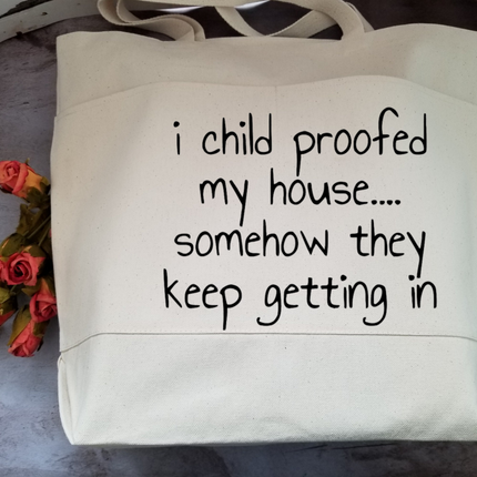 Sarcastic Heavy Cotton Canvas Tote | Large Funny Tote Bag with Pockets | Reusable Bag for Shopping, Beach, Books, or Overnight