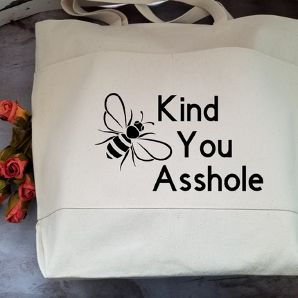 Sarcastic Heavy Cotton Canvas Tote | Large Funny Tote Bag with Pockets | Reusable Bag for Shopping, Beach, Books, or Overnight