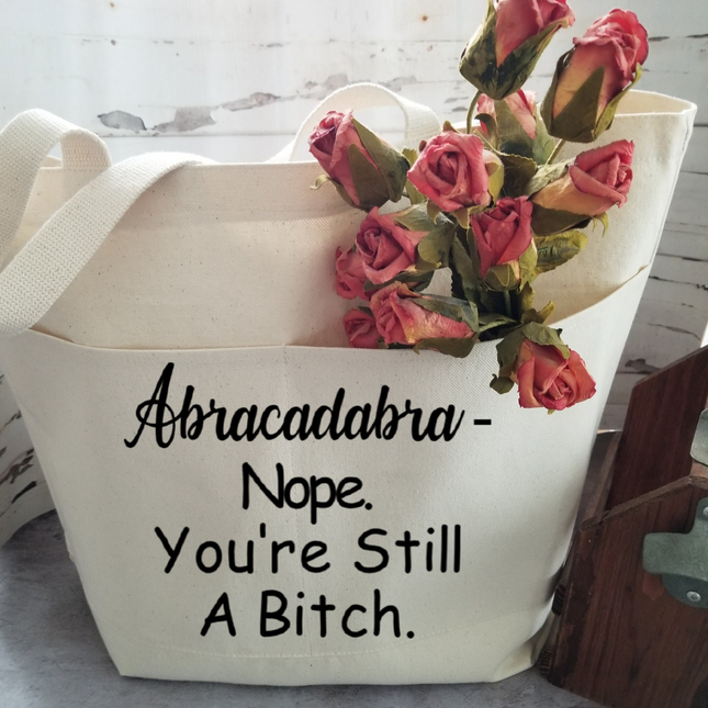 Sarcastic Heavy Cotton Canvas Tote | Large Funny Tote Bag with Pockets | Reusable Bag for Shopping, Beach, Books, or Overnight