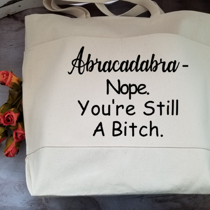 Sarcastic Heavy Cotton Canvas Tote | Large Funny Tote Bag with Pockets | Reusable Bag for Shopping, Beach, Books, or Overnight