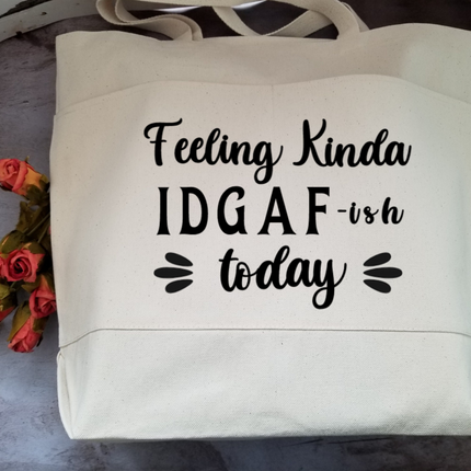 Sarcastic Heavy Cotton Canvas Tote | Large Funny Tote Bag with Pockets | Reusable Bag for Shopping, Beach, Books, or Overnight