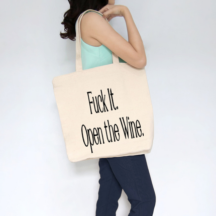 Wine Lovers Heavy Cotton Canvas Tote | Large Funny Tote Bag with Pockets | Reusable Bag for Shopping, Beach. Books, or Overnight