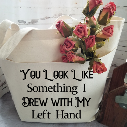 Heavy Cotton Canvas Tote | Large Funny Tote Bag with Pockets | Reusable Bag for Shopping, Beach or Overnight