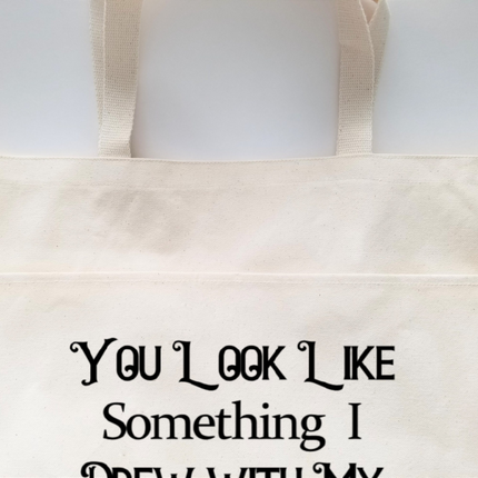 Heavy Cotton Canvas Tote | Large Funny Tote Bag with Pockets | Reusable Bag for Shopping, Beach or Overnight