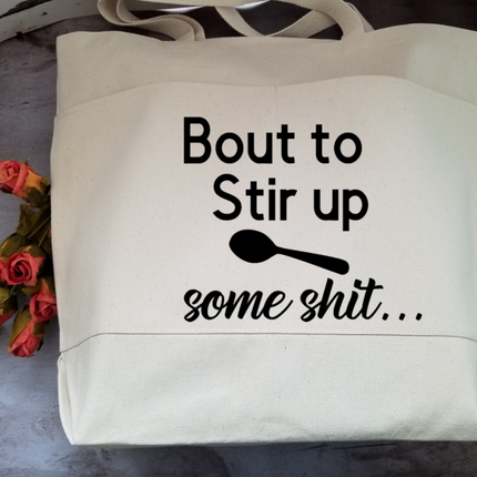 Sarcastic Heavy Cotton Canvas Tote | Large Funny Tote Bag with Pockets | Reusable Bag for Shopping, Beach, Books, or Overnight