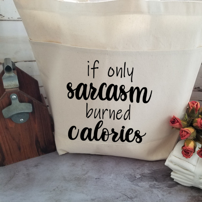 Funny Sarcastic Large Heavy Cotton Canvas Tote Bag with Pockets | Reusable Canvas Bag for Shopping, Beach or Overnight | Sarcasm Quote Bag