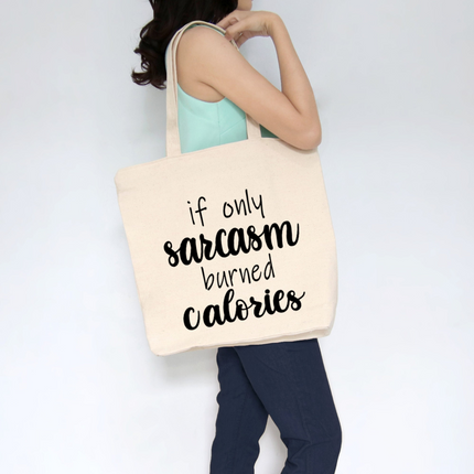 Funny Sarcastic Large Heavy Cotton Canvas Tote Bag with Pockets | Reusable Canvas Bag for Shopping, Beach or Overnight | Sarcasm Quote Bag