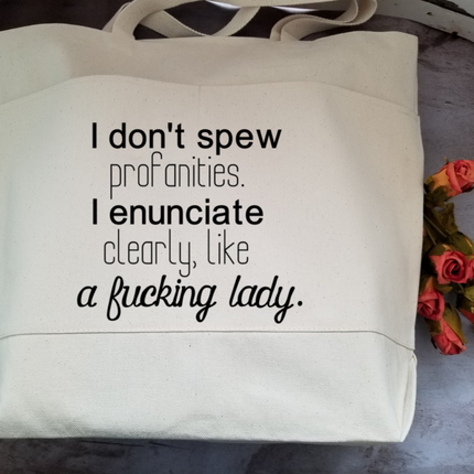 Sarcastic Heavy Cotton Canvas Tote | Large Funny Tote Bag with Pockets | Reusable Bag for Shopping, Beach, Books, or Overnight
