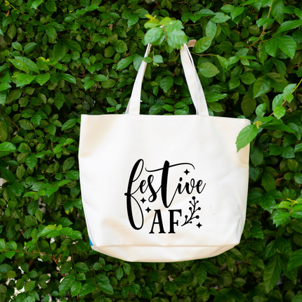 Christmas Tote Bag, Funny Tote Bag, Cotton Canvas Tote, Reusable Grocery Bag, Tote Bag with Pockets, Farmers Market Bag, Funny Shopping Bag