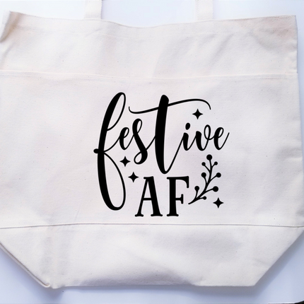 Christmas Tote Bag, Funny Tote Bag, Cotton Canvas Tote, Reusable Grocery Bag, Tote Bag with Pockets, Farmers Market Bag, Funny Shopping Bag