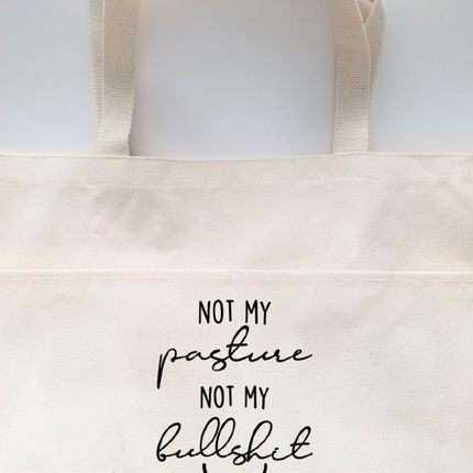 Farmhouse Heavy Cotton Canvas Tote | Large Funny Tote Bag with Pockets | Reusable Bag for Shopping, Beach. Books, or Overnight