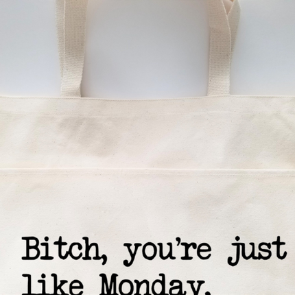 Heavy Cotton Canvas Tote | Large Funny Tote Bag with Pockets | Reusable Bag for Shopping, Beach. Books, or Overnight