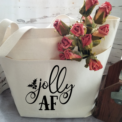 Funny Christmas Tote Bag Funny Tote Bag Cotton Canvas Tote Reusable Grocery Bag Tote Bag with Pockets Farmers Market Bag Funny Shopping Bag