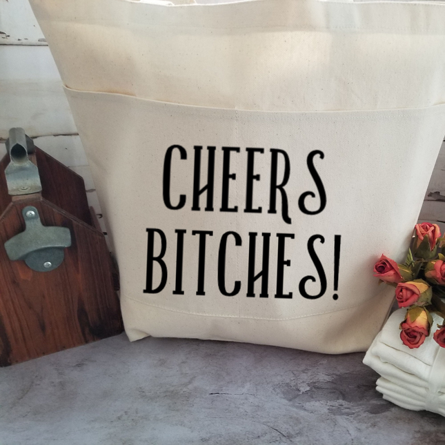 Humorous Heavy Cotton Canvas Tote | Large Funny Tote Bag with Pockets | Reusable Bag for Shopping, Beach, Books, or Overnight