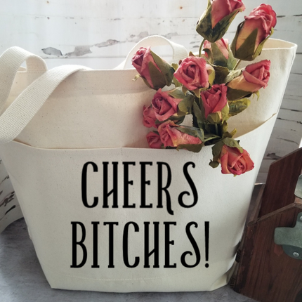 Humorous Heavy Cotton Canvas Tote | Large Funny Tote Bag with Pockets | Reusable Bag for Shopping, Beach, Books, or Overnight