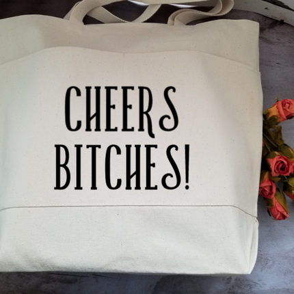 Humorous Heavy Cotton Canvas Tote | Large Funny Tote Bag with Pockets | Reusable Bag for Shopping, Beach, Books, or Overnight