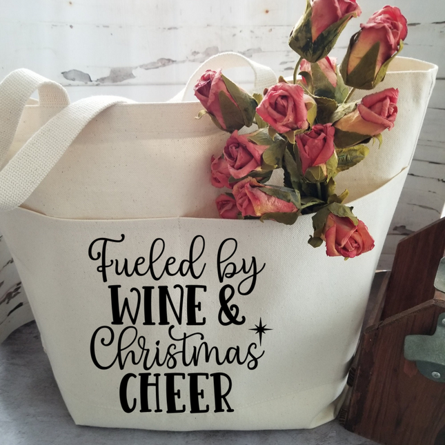 Christmas Tote Bag, Funny Tote Bag, Cotton Canvas Tote, Reusable Grocery Bag, Tote Bag with Pockets, Farmers Market Bag, Funny Shopping Bag