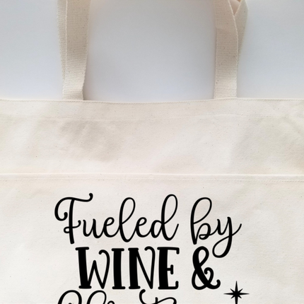 Christmas Tote Bag, Funny Tote Bag, Cotton Canvas Tote, Reusable Grocery Bag, Tote Bag with Pockets, Farmers Market Bag, Funny Shopping Bag