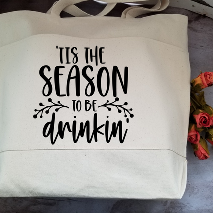 Funny Tote Bag, Cotton Canvas Tote, Reusable Grocery Bag, Tote Bag with Pockets, Holiday Tote Bag, Farmers Market Bag, Funny Shopping Bag