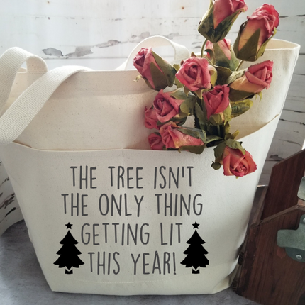 Funny Tote Bag, Cotton Canvas Tote, Reusable Grocery Bag, Tote Bag with Pockets, Holiday Tote Bag, Farmers Market Bag, Funny Shopping Bag