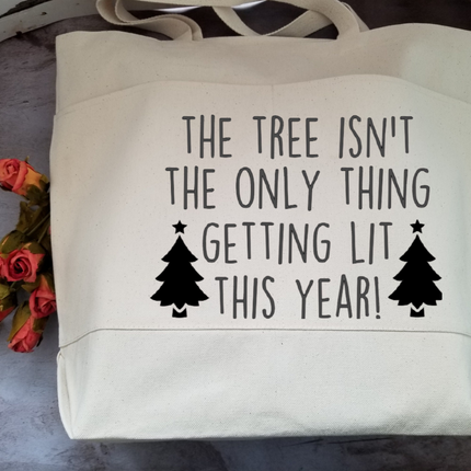 Funny Tote Bag, Cotton Canvas Tote, Reusable Grocery Bag, Tote Bag with Pockets, Holiday Tote Bag, Farmers Market Bag, Funny Shopping Bag