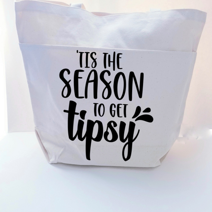 Christmas Tote Bag, Funny Tote Bag, Cotton Canvas Tote, Reusable Grocery Bag, Tote Bag with Pockets, Farmers Market Bag, Funny Shopping Bag
