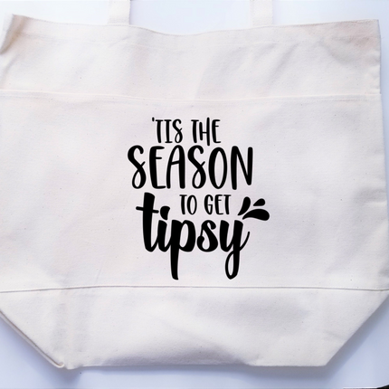 Christmas Tote Bag, Funny Tote Bag, Cotton Canvas Tote, Reusable Grocery Bag, Tote Bag with Pockets, Farmers Market Bag, Funny Shopping Bag