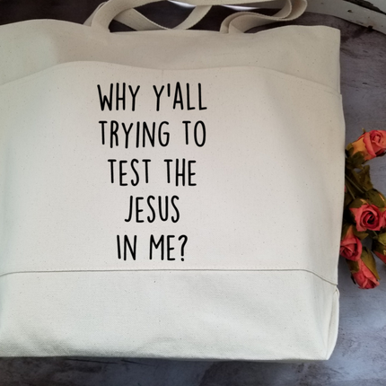 Humorous Heavy Cotton Canvas Tote | Large Funny Tote Bag with Pockets | Reusable Bag for Shopping, Beach, Books, or Overnight