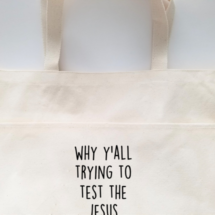 Humorous Heavy Cotton Canvas Tote | Large Funny Tote Bag with Pockets | Reusable Bag for Shopping, Beach, Books, or Overnight