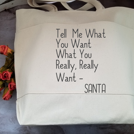 Christmas Tote Bag, Funny Tote Bag, Cotton Canvas Tote, Reusable Grocery Bag, Tote Bag with Pockets, Farmers Market Bag, Funny Shopping Bag