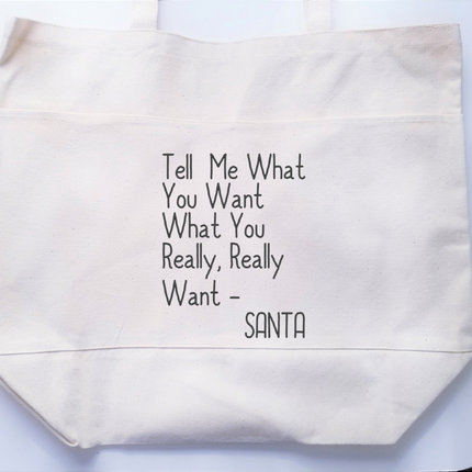 Christmas Tote Bag, Funny Tote Bag, Cotton Canvas Tote, Reusable Grocery Bag, Tote Bag with Pockets, Farmers Market Bag, Funny Shopping Bag