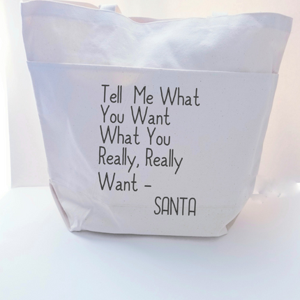 Christmas Tote Bag, Funny Tote Bag, Cotton Canvas Tote, Reusable Grocery Bag, Tote Bag with Pockets, Farmers Market Bag, Funny Shopping Bag