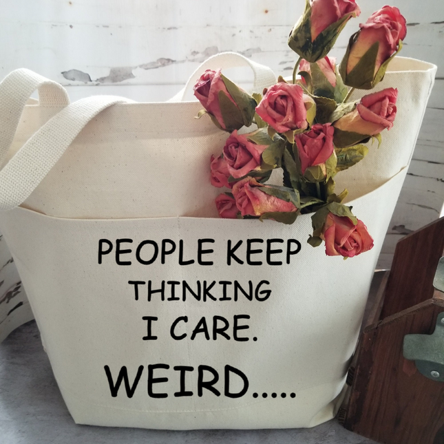 Humorous Heavy Cotton Canvas Tote | Large Funny Tote Bag with Pockets | Reusable Bag for Shopping, Beach, Books, or Overnight
