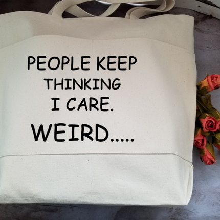 Humorous Heavy Cotton Canvas Tote | Large Funny Tote Bag with Pockets | Reusable Bag for Shopping, Beach, Books, or Overnight
