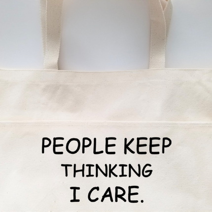 Humorous Heavy Cotton Canvas Tote | Large Funny Tote Bag with Pockets | Reusable Bag for Shopping, Beach, Books, or Overnight