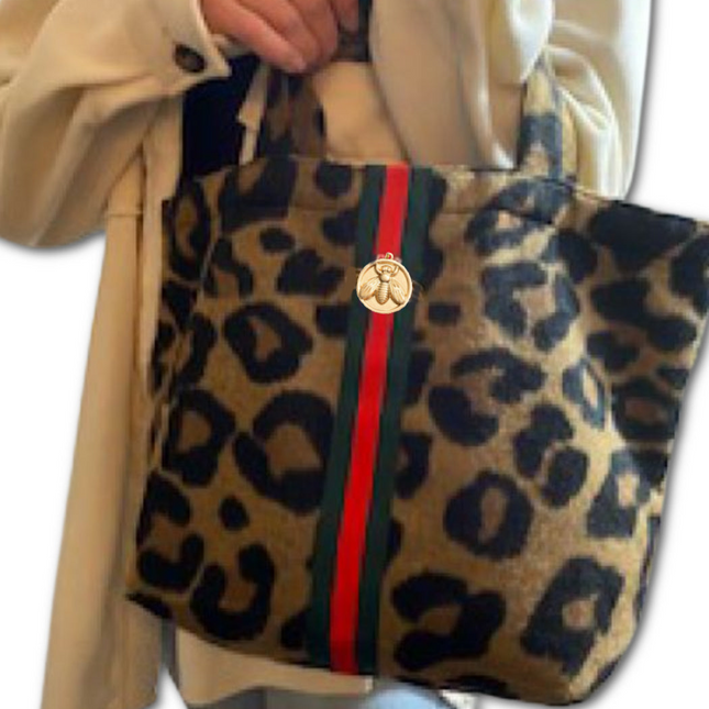 Little Leopard with Striped Band and Bee Tote Bag