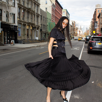 Maryanne Black Pleated Skirt