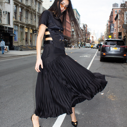 Maryanne Black Pleated Skirt